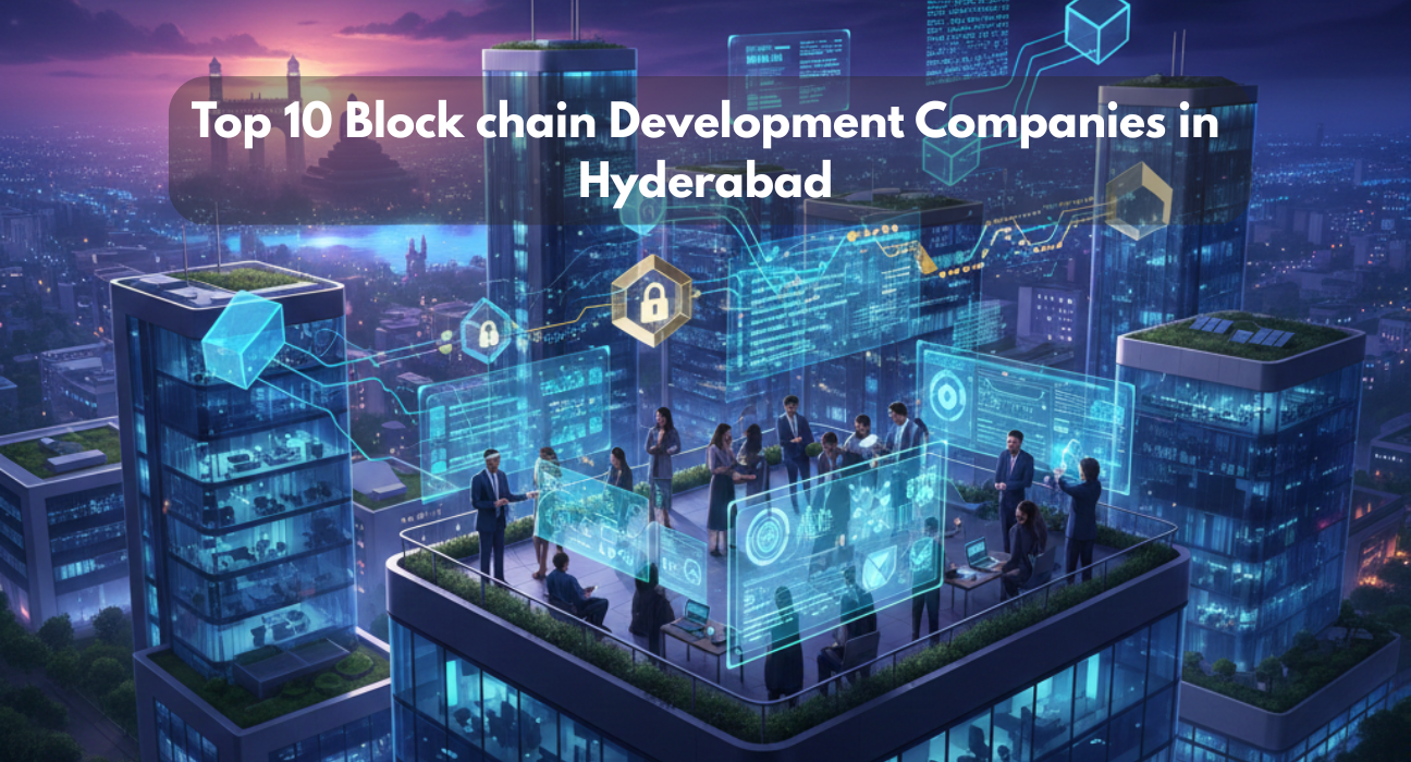 Hyderabad blockchain technology hub with smart contracts, Web3, and decentralized network visuals