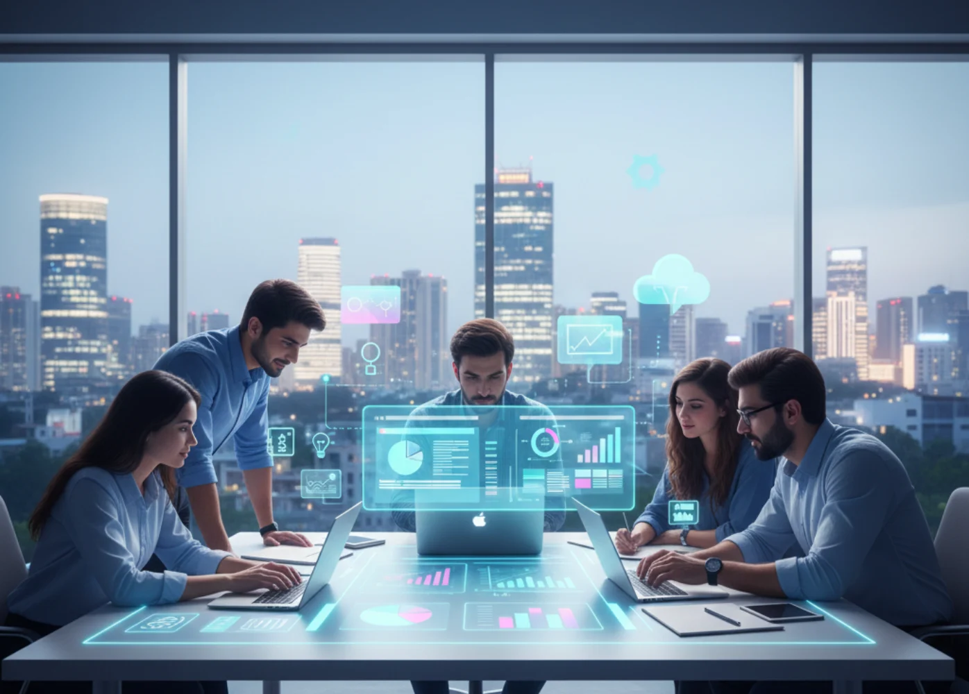 Modern image showing leading web design agencies in Bangalore working on creative projects.