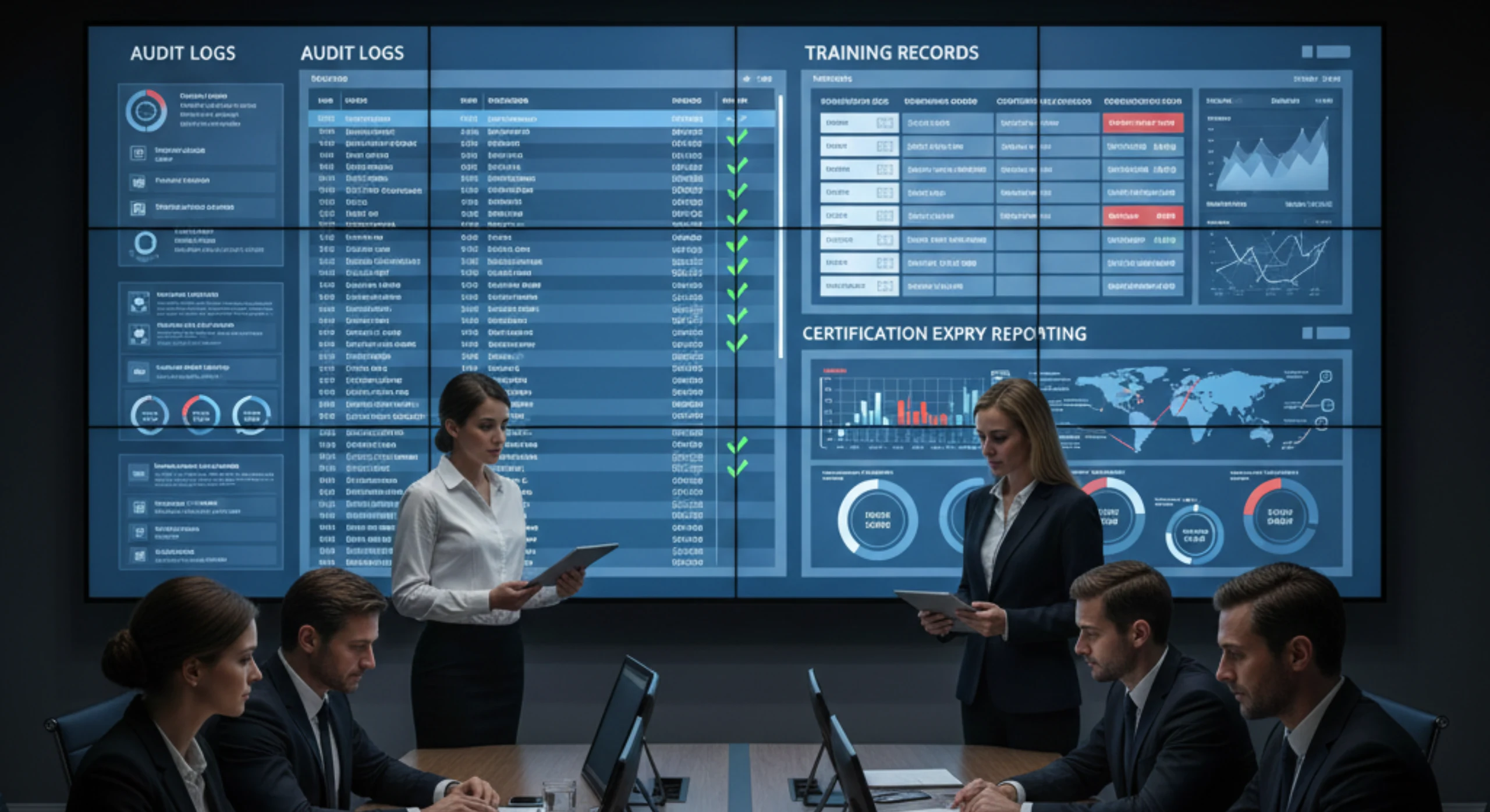 Modern LMS dashboard showing employee compliance training status