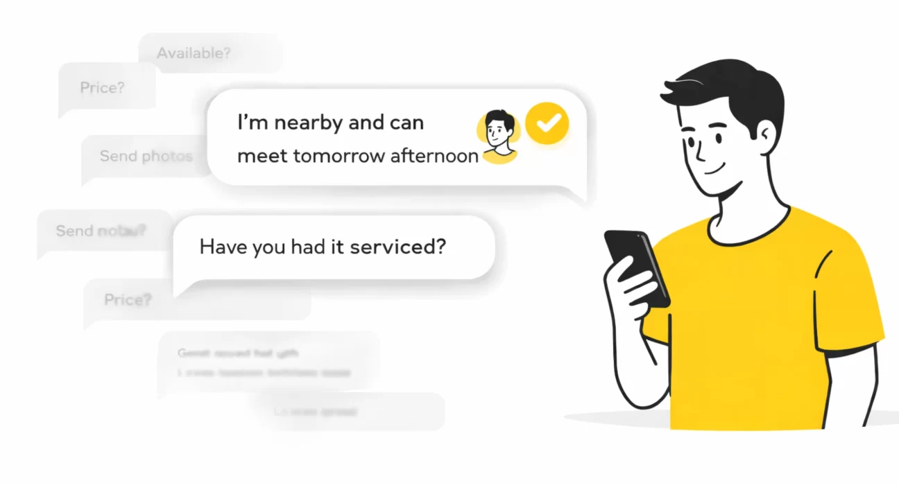 Seller checking buyer messages to identify genuine local buyer before meeting