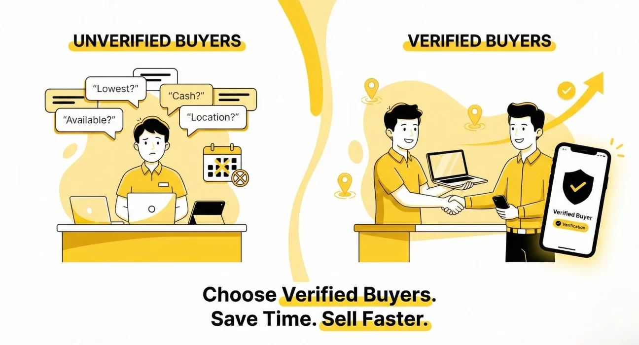 Business owner selling laptop to a verified local buyer