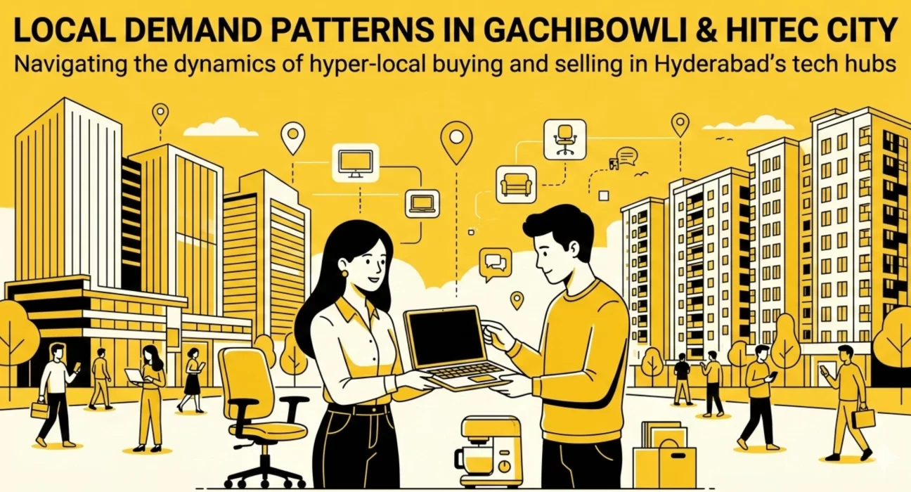Local Demand Patterns in Gachibowli & HITEC City showing local classifieds buying and selling