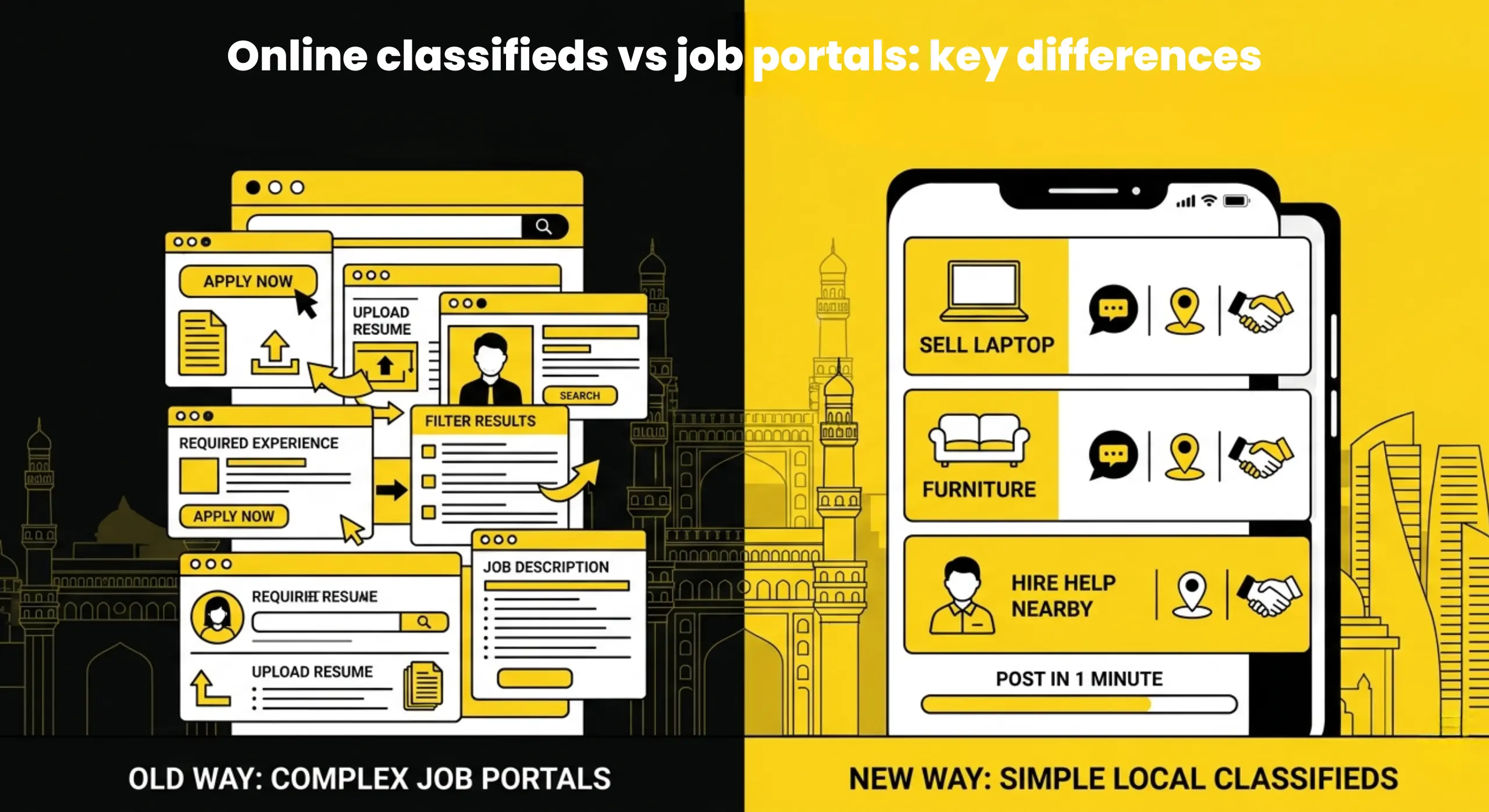 Online classifieds vs job portals key differences comparison for buying selling and hiring platforms
