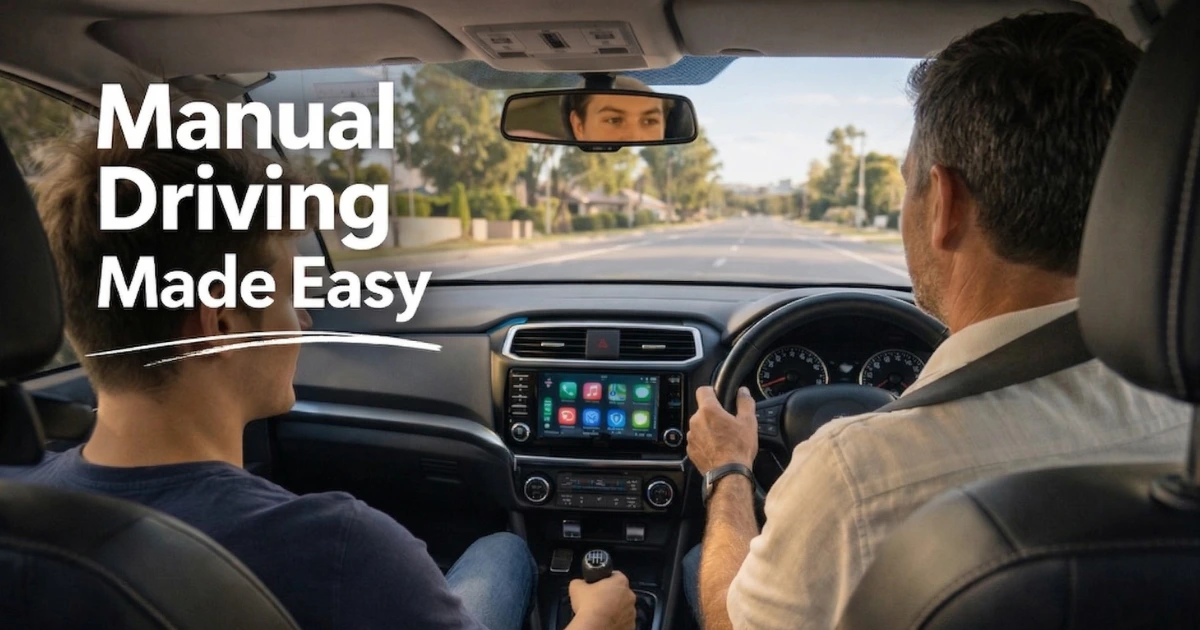 manual driving made easy learner practicing gear shifting with instructor