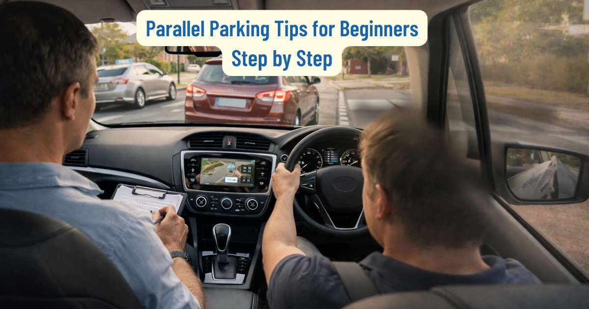 Learner driver performing parallel parking step by step in Perth Australia